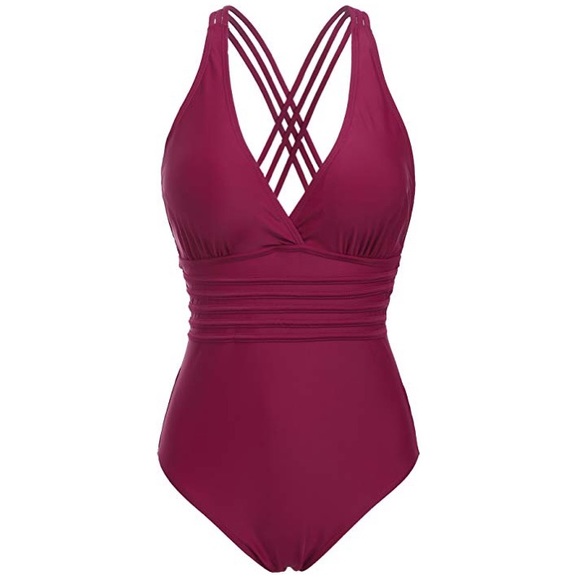 Women’s One Piece V-neck Swimsuit - Picture 1 of 5